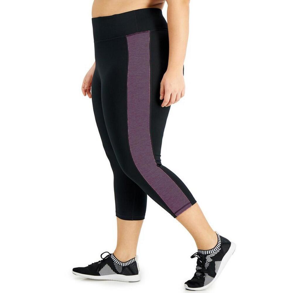 ID Ideology Women's Plus Size Colorblocked Capri Leggings 1X - Picture 3 of 5